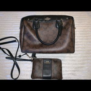 Coach purse with matching wristlet wallet.